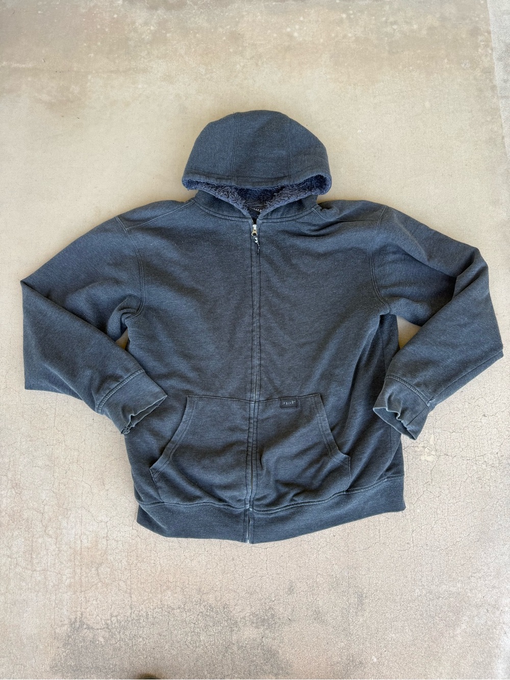 Vintage Volcom Sherpa Lined Full Zip Hoodie Black XL